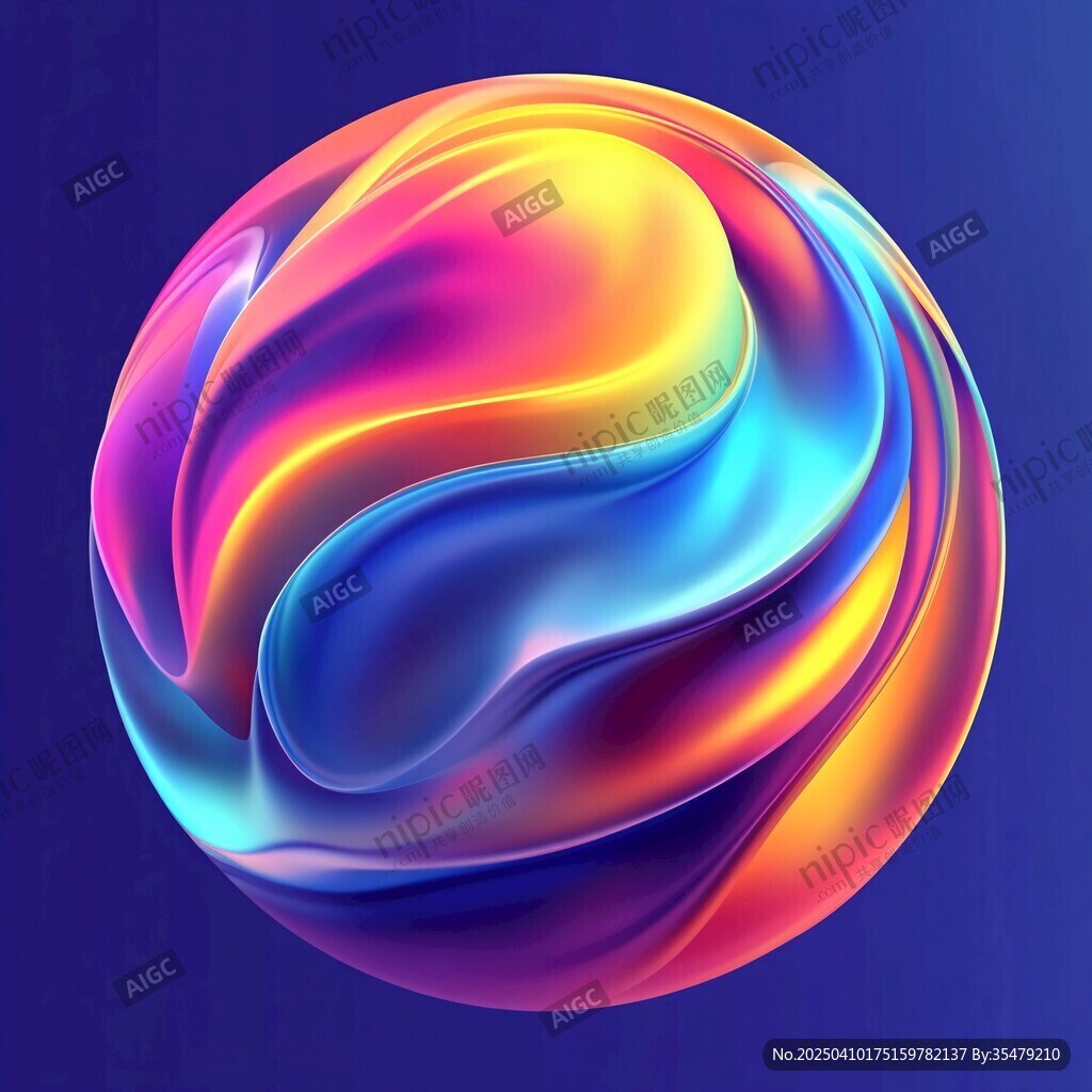 炫彩流体球体艺术效果图