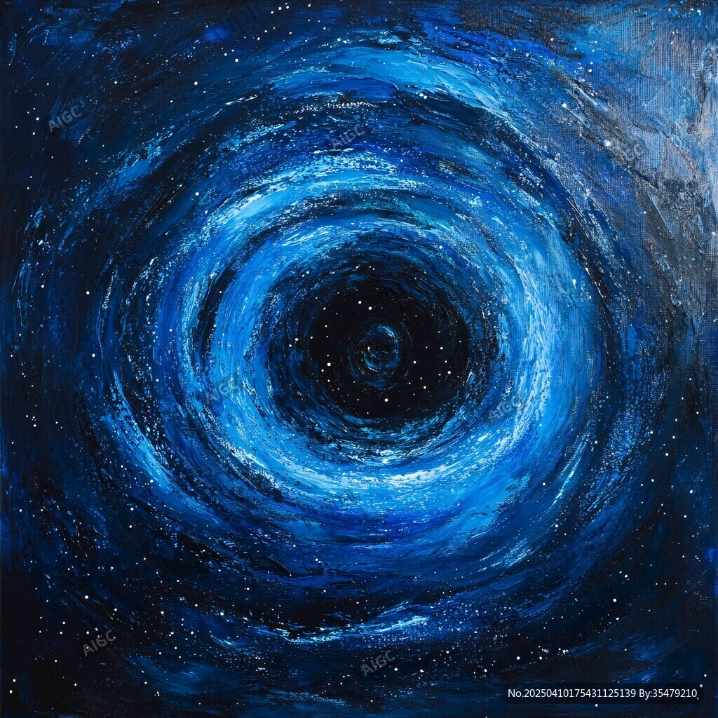 蓝色星空漩涡油画艺术