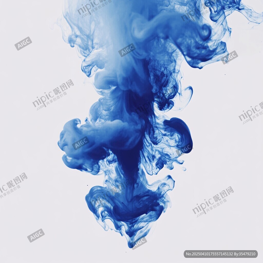 蓝色墨水在水中的曼妙舞动