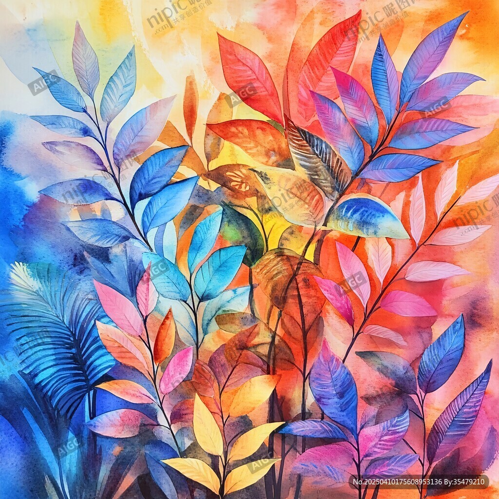 绚丽多彩的梦幻植物叶片