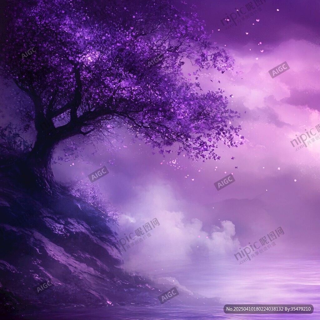 梦幻紫境中的奇幻之树