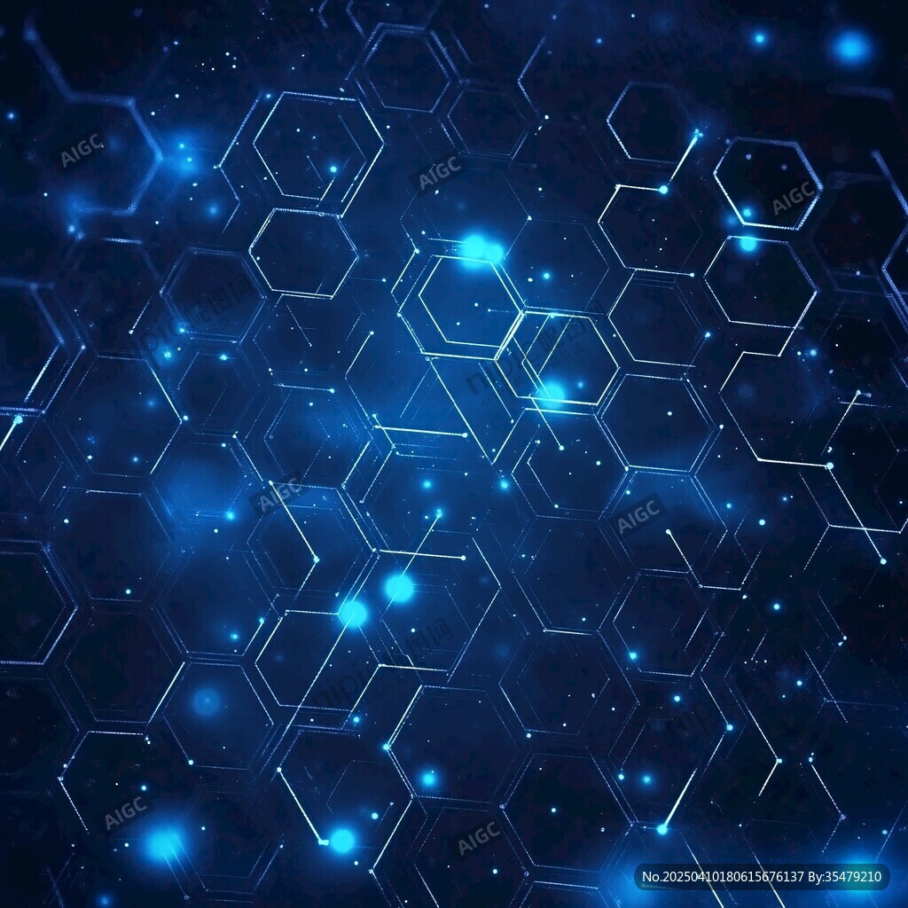 蓝色科技感六边形背景图案