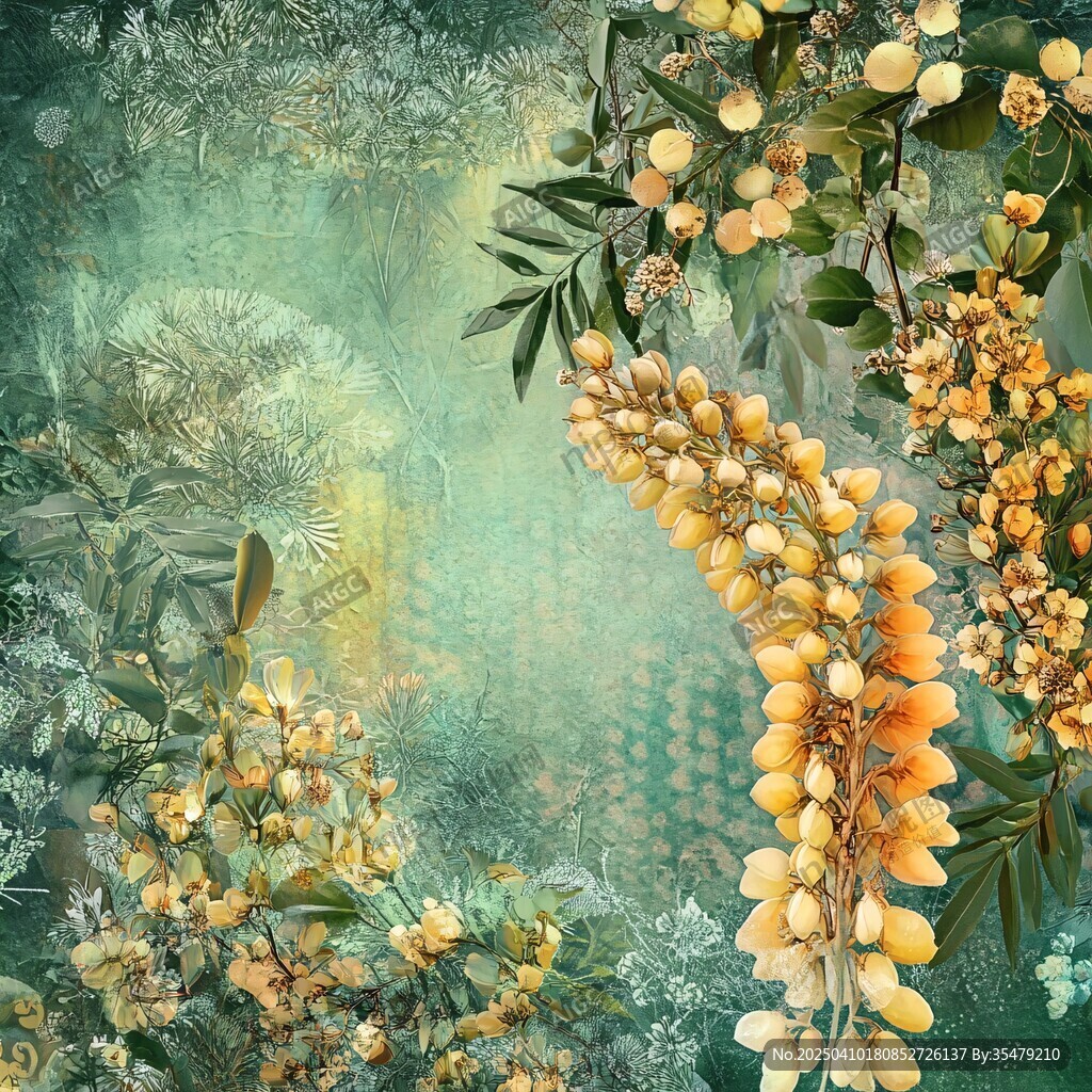 梦幻金链花绿植背景图
