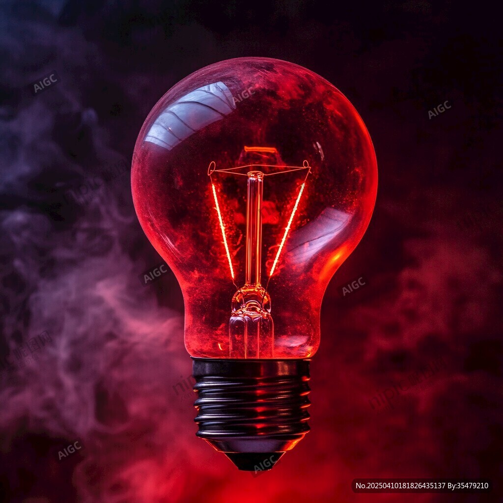 红色发光灯泡营造梦幻氛围