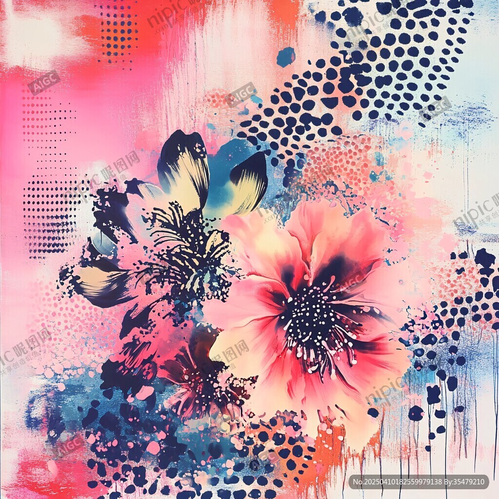 抽象花卉艺术水彩画作品