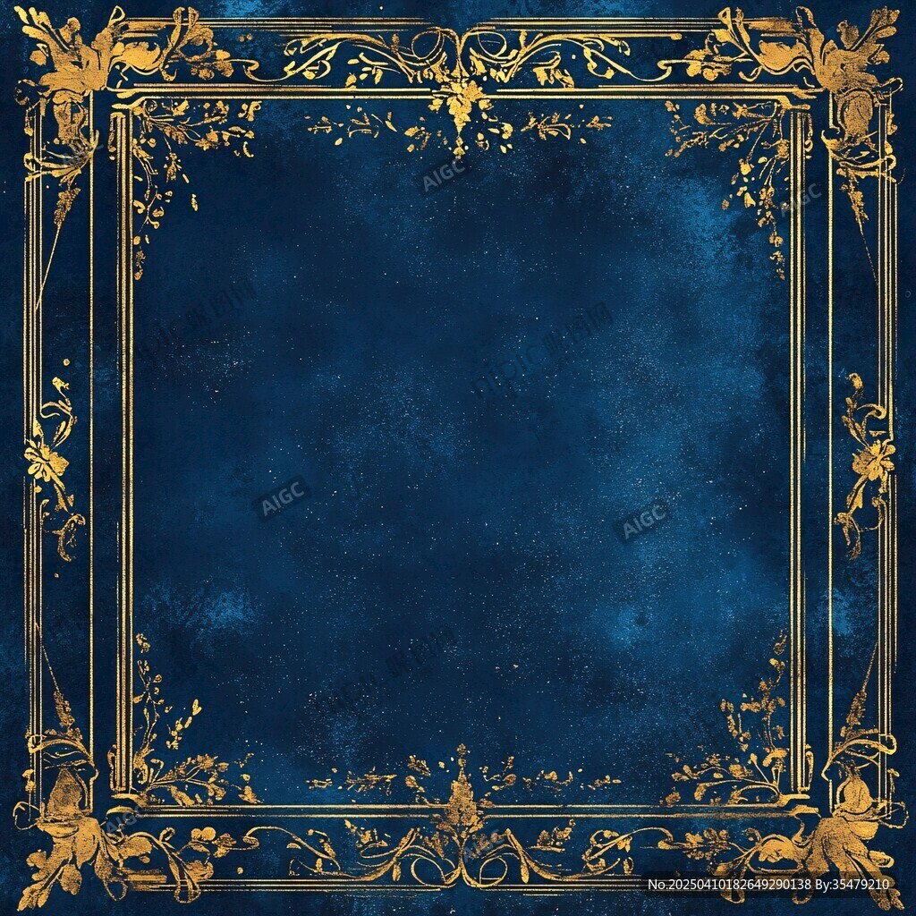 深蓝背景金色华丽边框