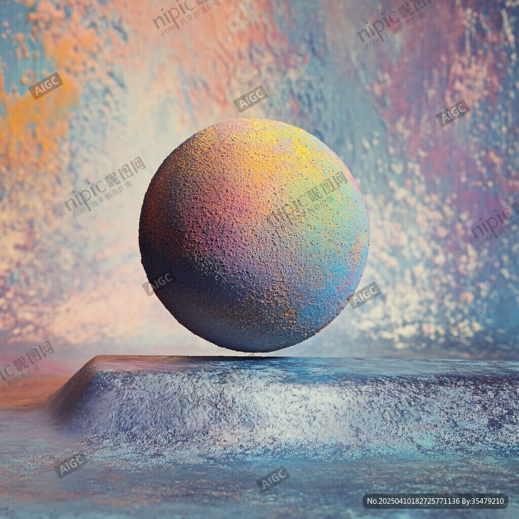 多彩球体悬浮于梦幻背景