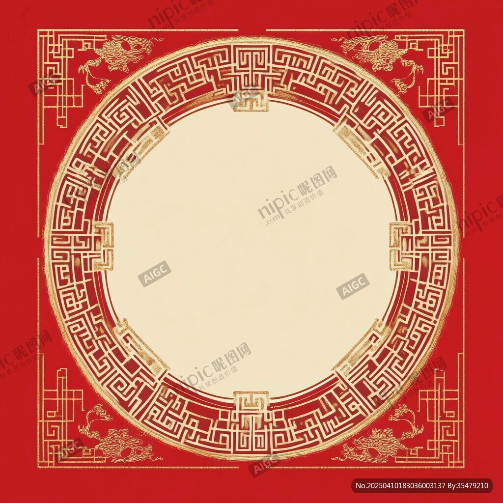中式红金传统边框背景图
