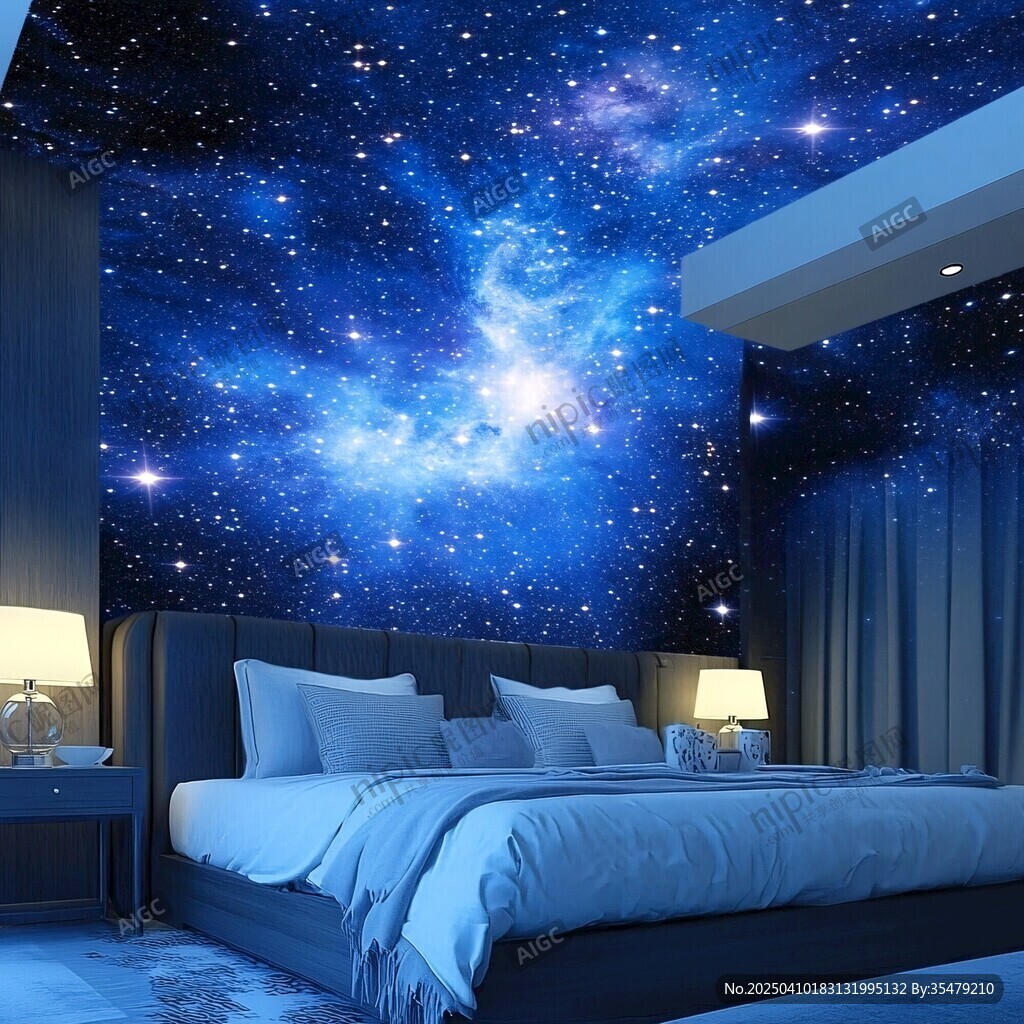 梦幻星空卧室墙纸展示