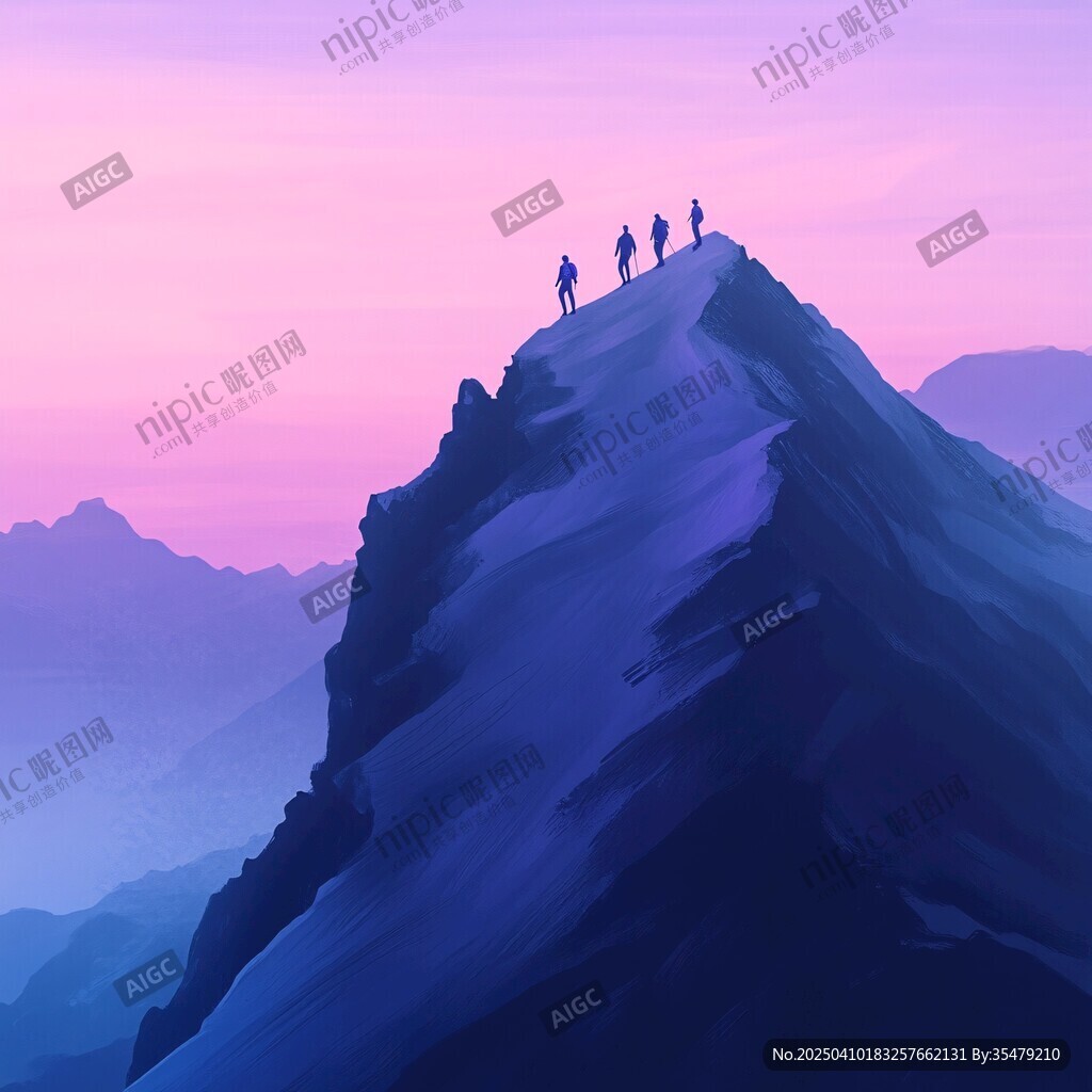 顶峰上的徒步者