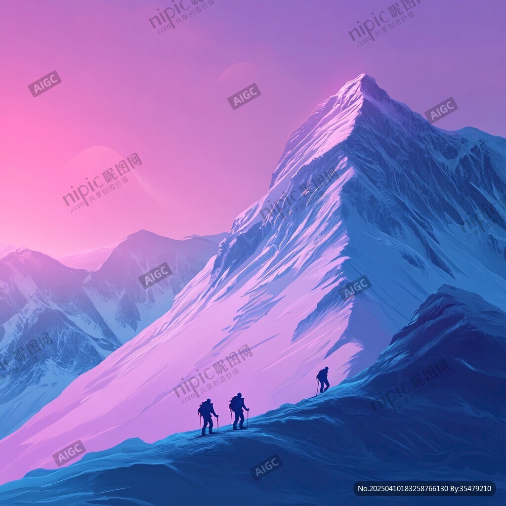 攀登壮丽雪山的探险者