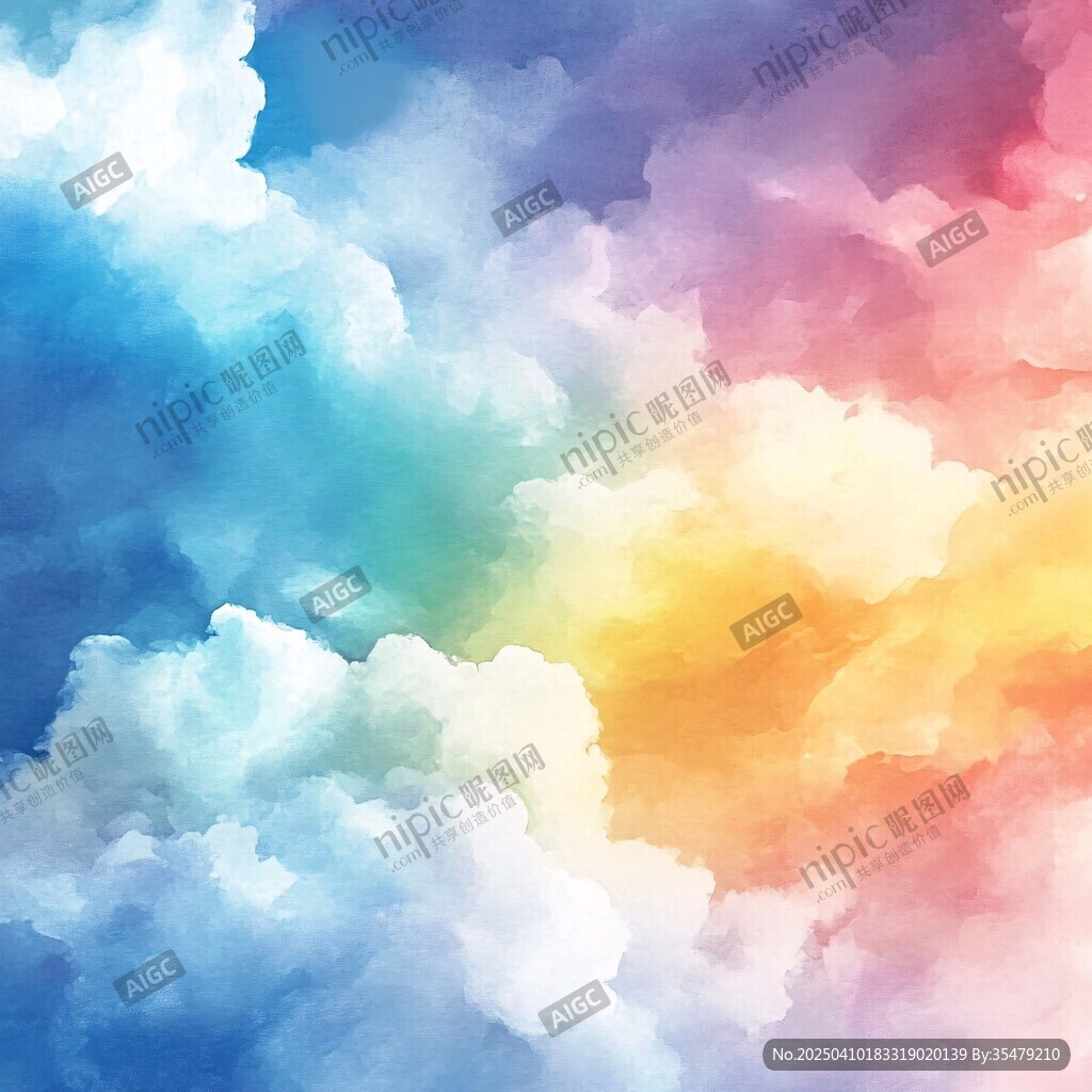 梦幻多彩云朵天空背景图