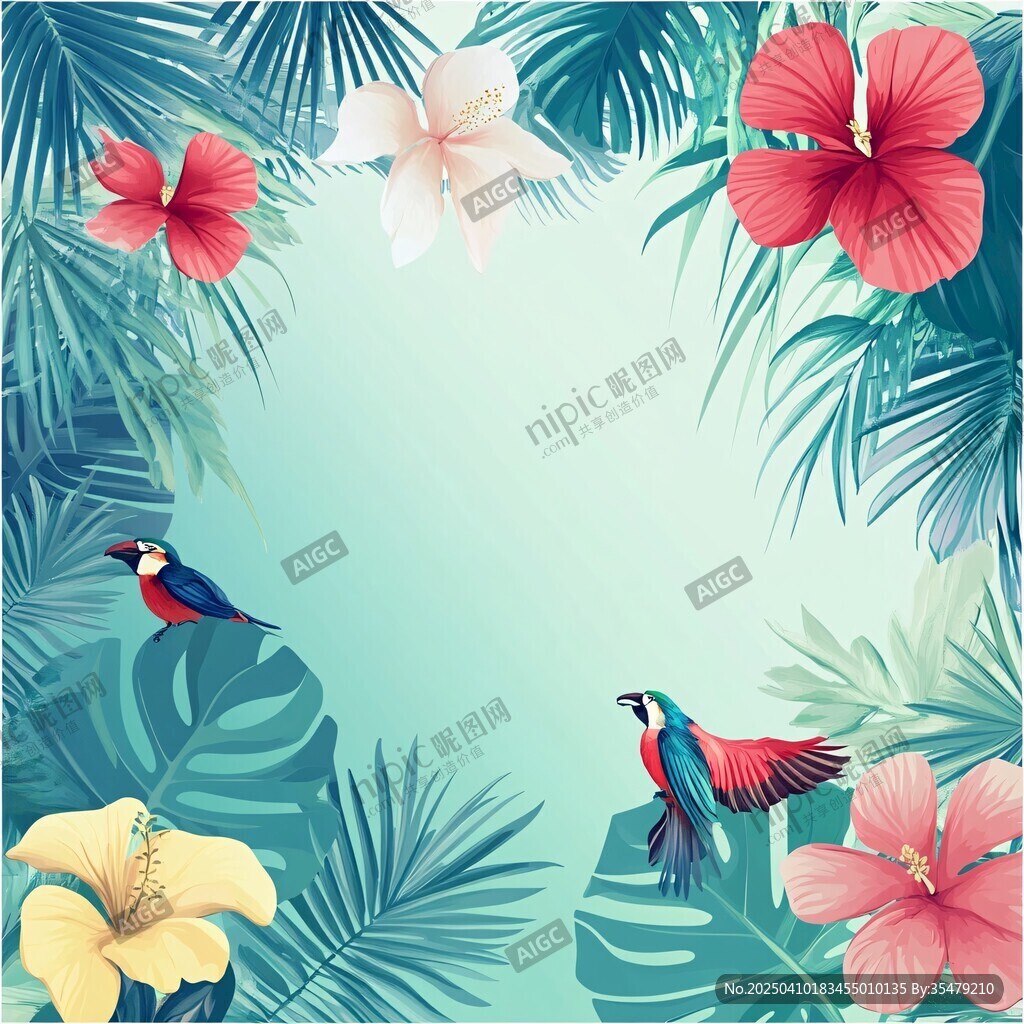 热带花鸟背景图
