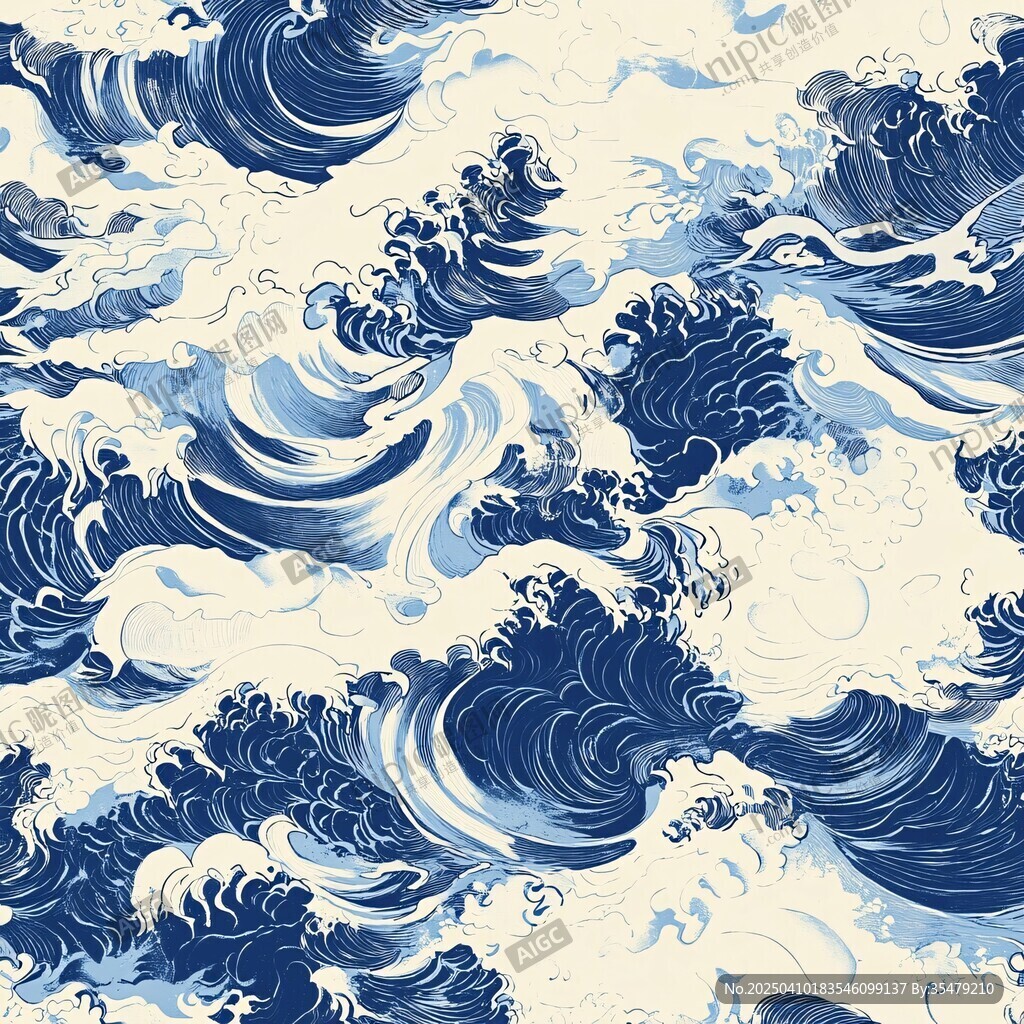 日式海浪纹样图案设计