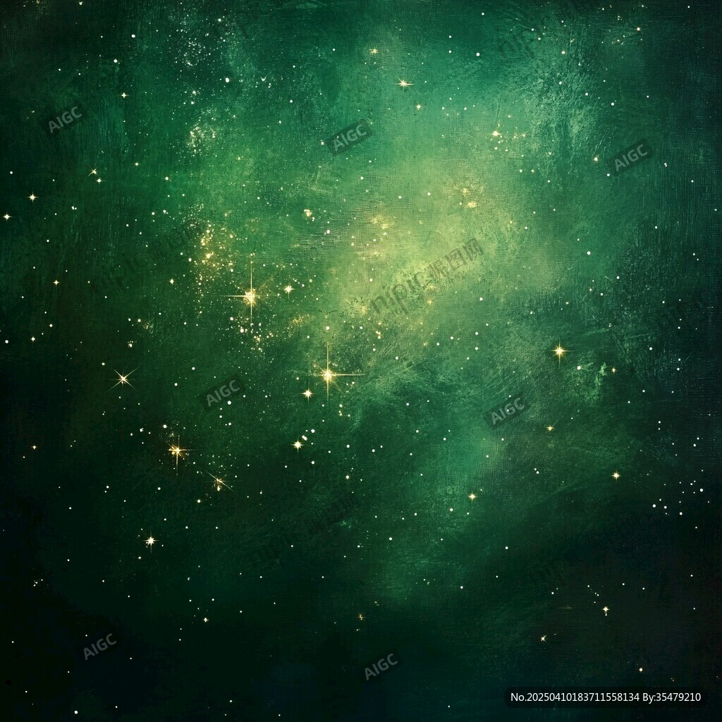 梦幻绿调星空璀璨图景