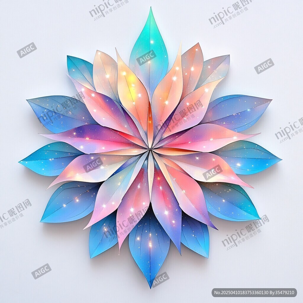梦幻渐变折纸花朵艺术