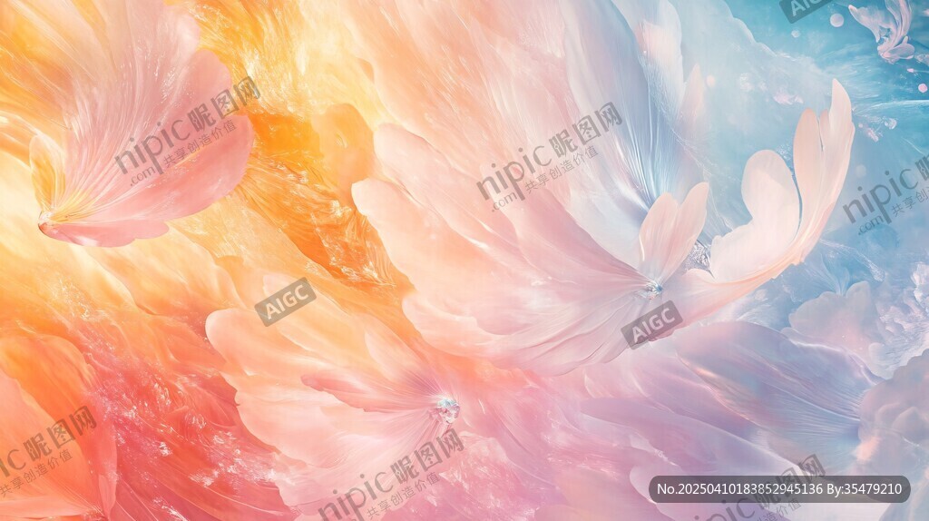 梦幻绚丽花卉抽象背景图