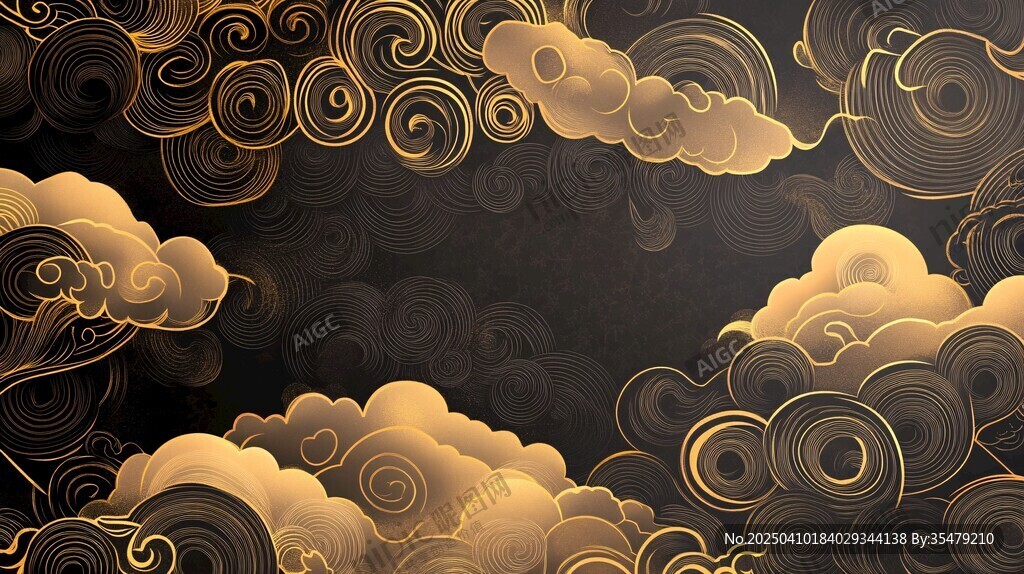 黑金云纹中式背景图案