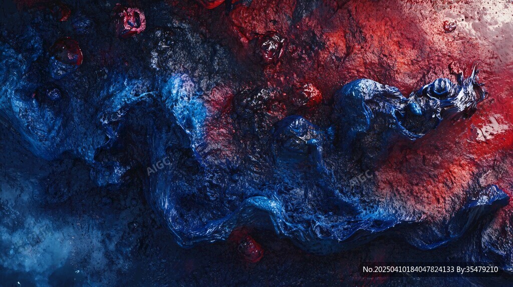 梦幻红蓝抽象流体艺术画面