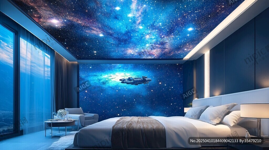 梦幻星空主题卧室空间