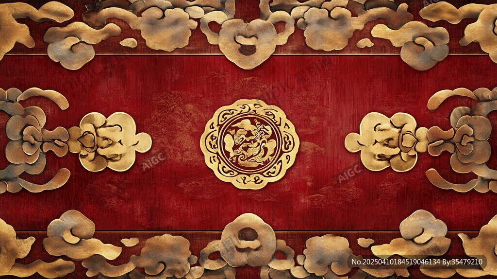 中式红金祥云古典背景图