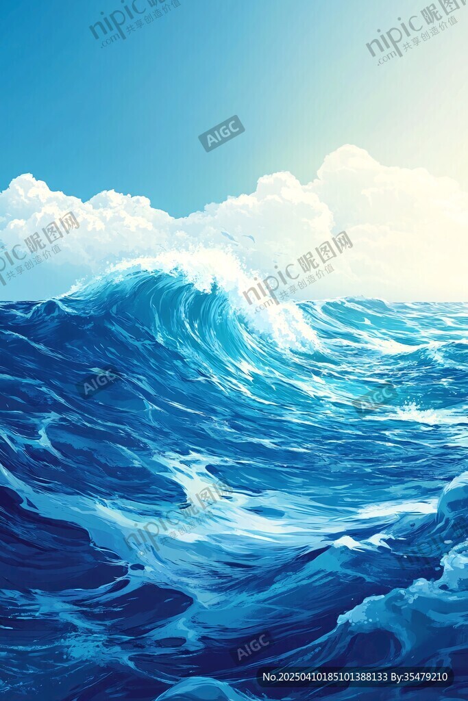 汹涌海浪与晴空