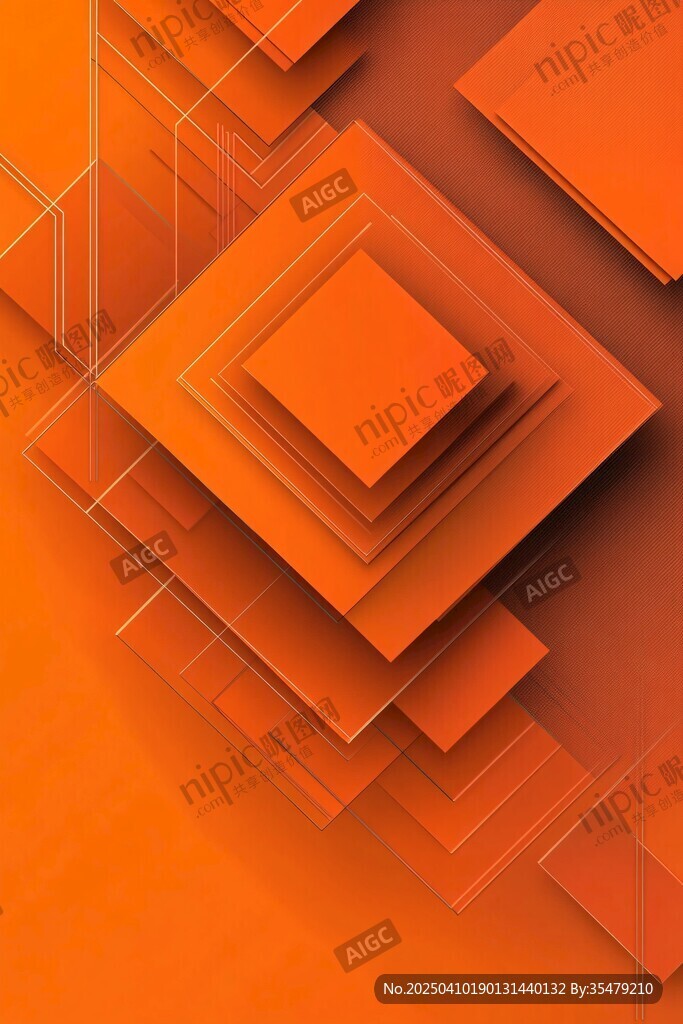 橙色立体方块几何背景图