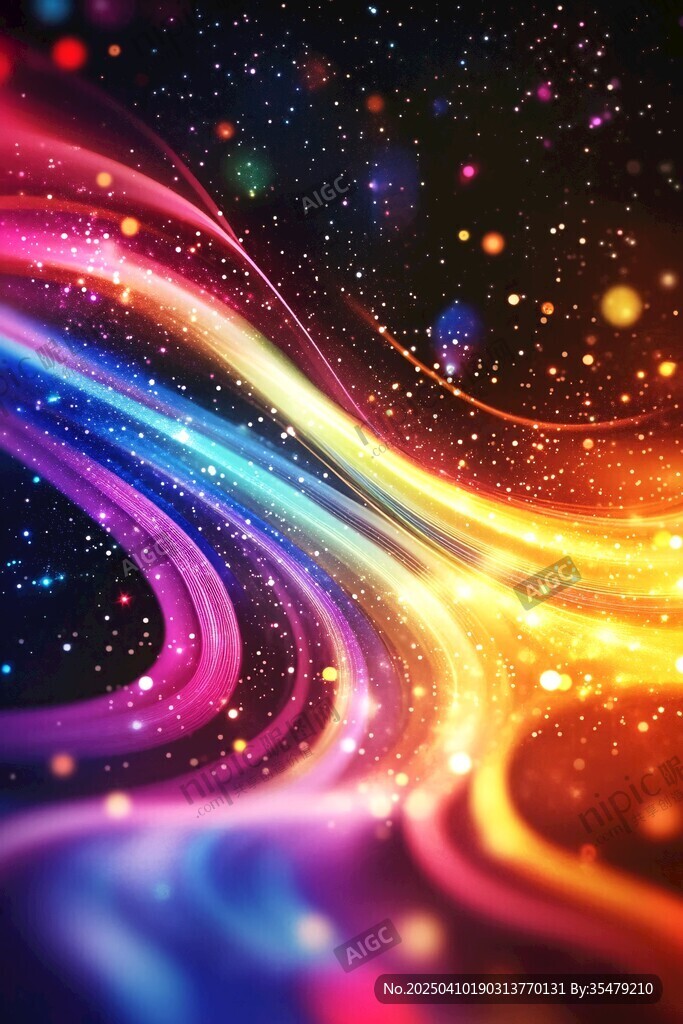梦幻炫彩流动光线背景图