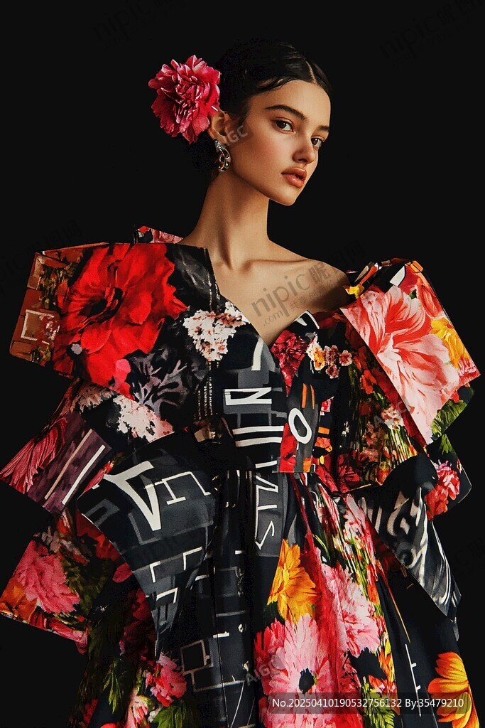 时尚印花礼服模特风采