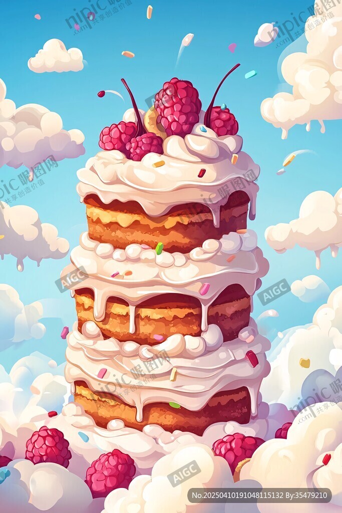 梦幻云端上的多层美味蛋糕