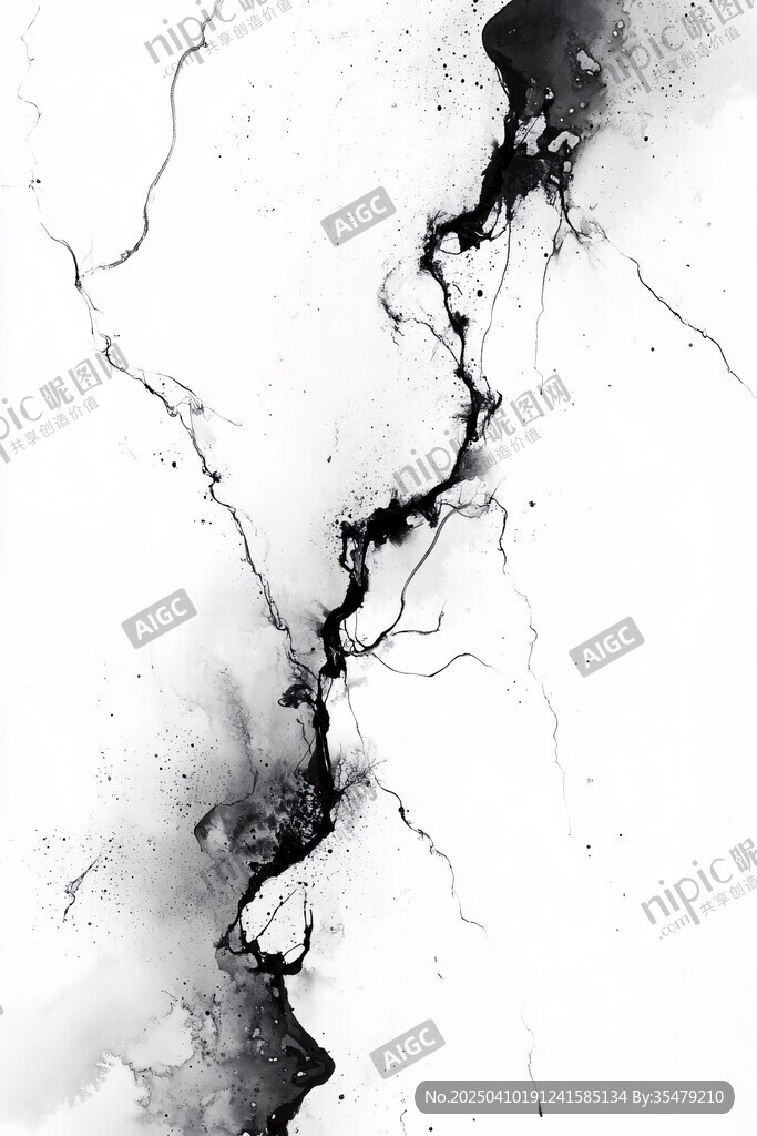 水墨裂纹抽象艺术画面