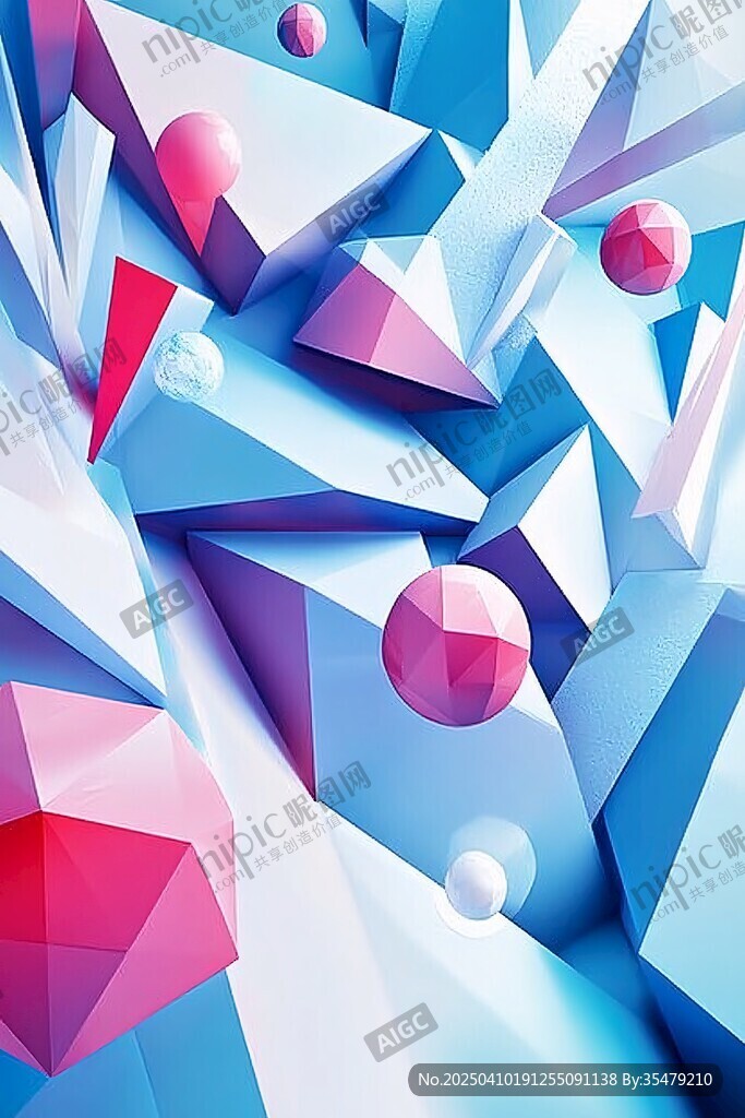 多彩几何立体抽象艺术画面