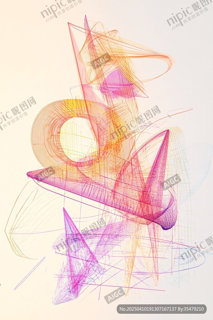 抽象多彩线条几何艺术图形