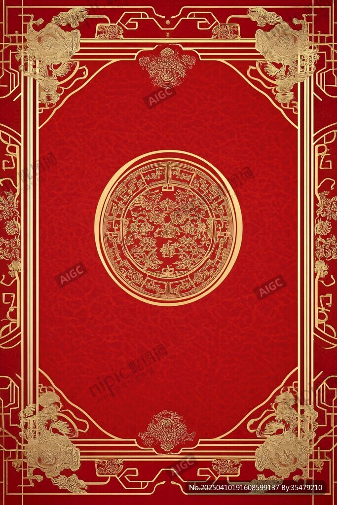 中式红金传统花纹背景图