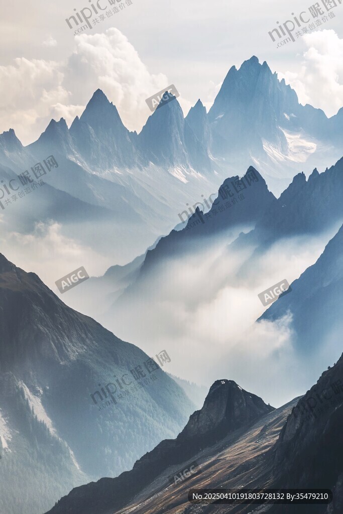 云雾缭绕的壮美群山