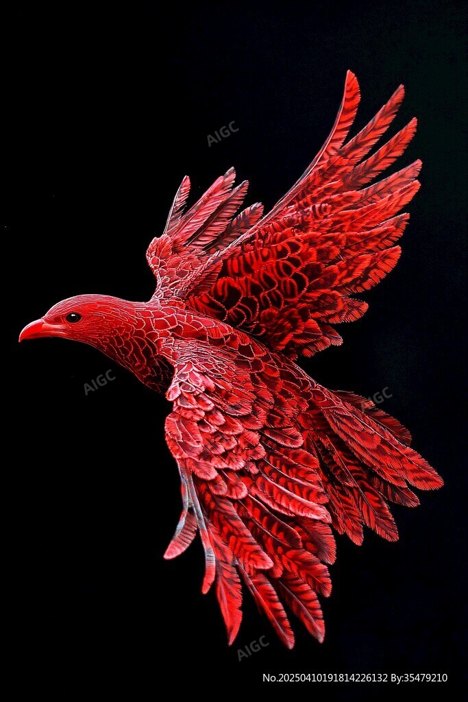 红色飞鸟展翅艺术雕塑