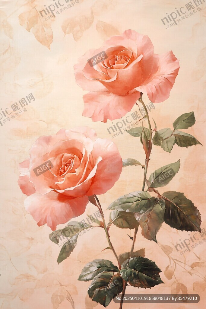 两枝柔美粉玫瑰