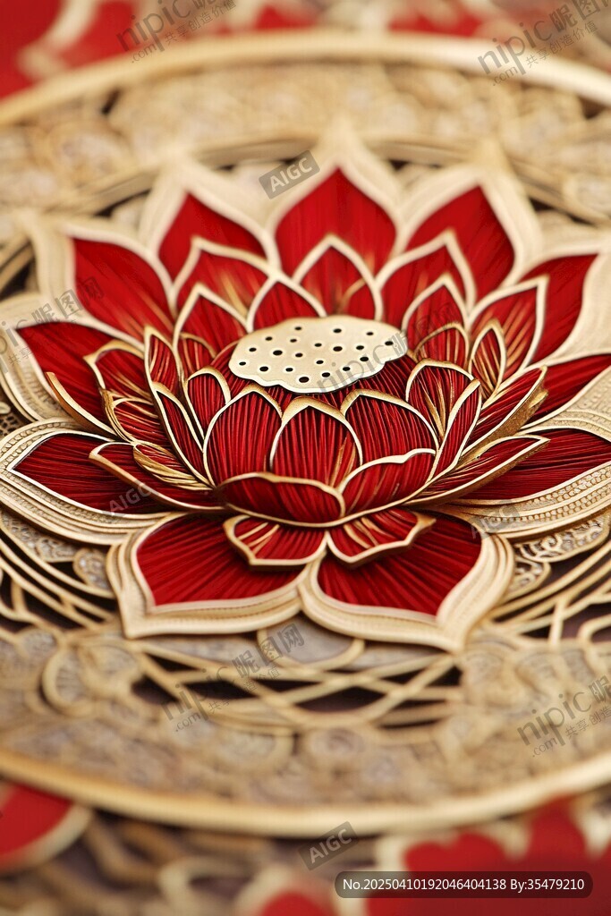 中式金红莲花精致装饰