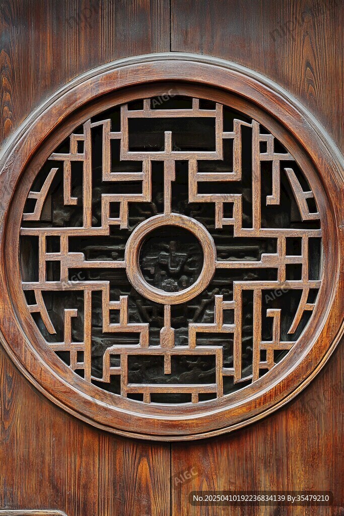 中式木雕圆形窗棂之美