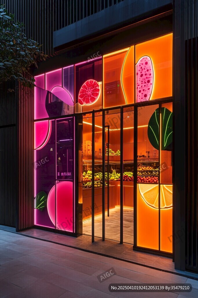 时尚果汁店绚丽外观展示