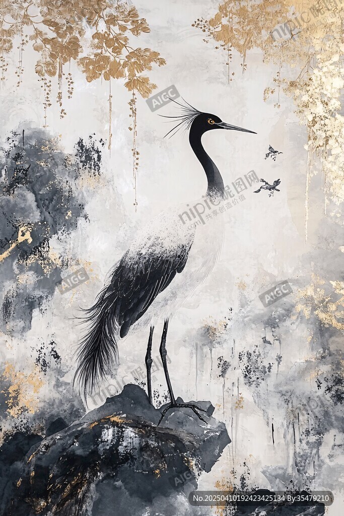 水墨仙鹤图 尽显东方神韵