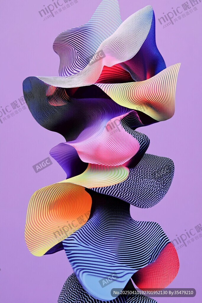 梦幻色彩几何立体艺术造型
