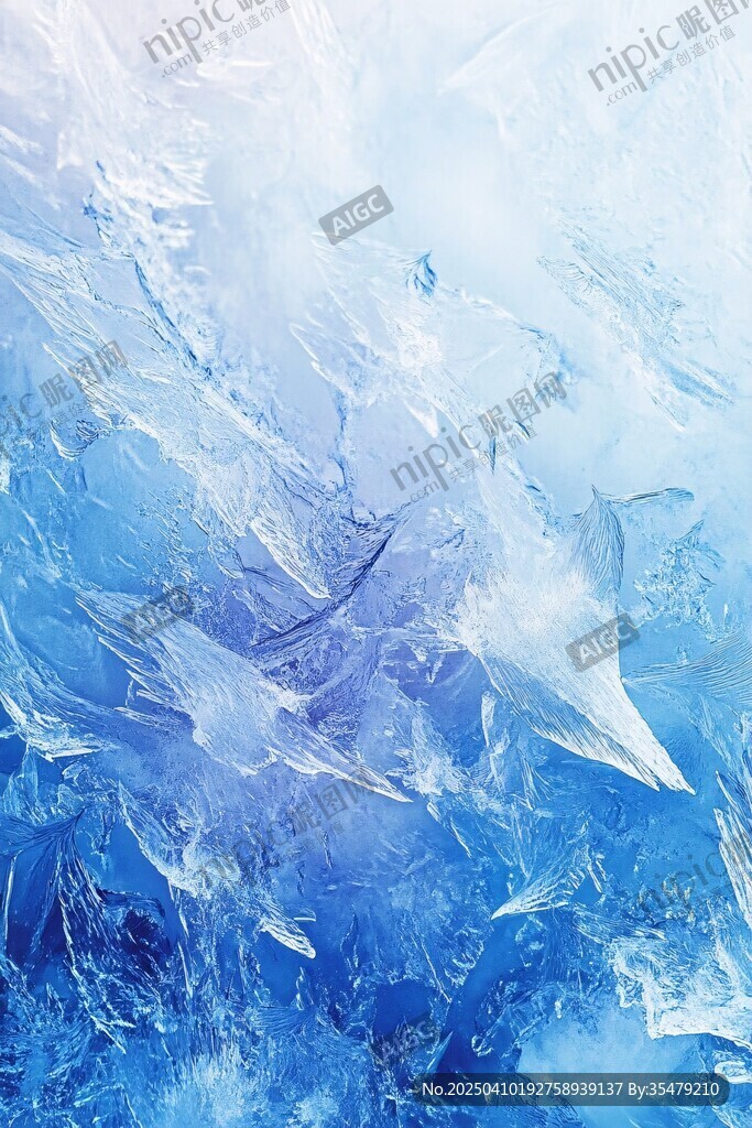 梦幻蓝色冰晶纹理世界
