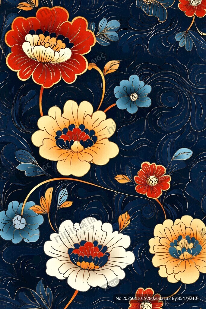 中式繁花锦簇图案设计
