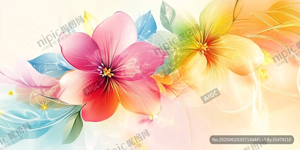 梦幻绚丽花卉背景图