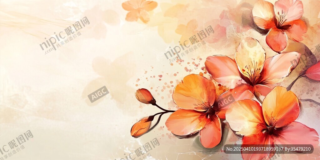 水彩风艳丽花卉背景图