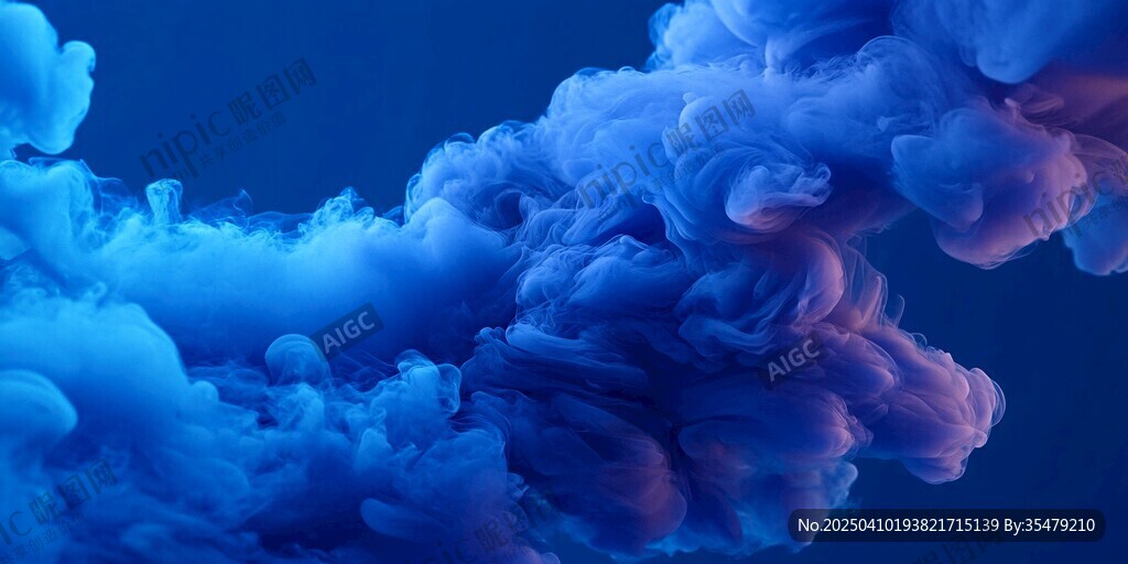 梦幻蓝紫色烟雾艺术景象