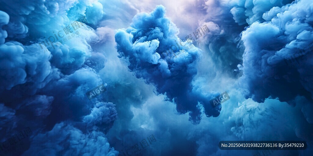 梦幻蓝色云海壮丽景观
