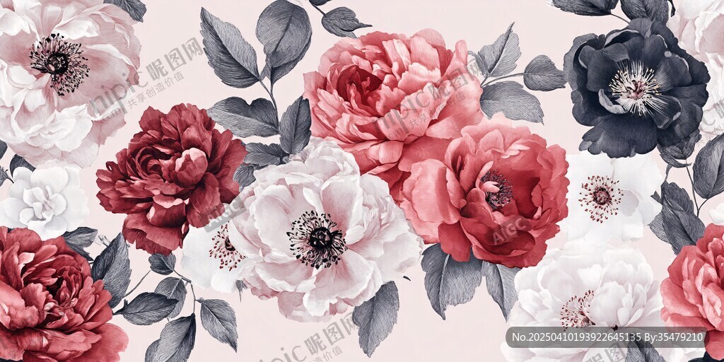复古风花卉图案壁纸