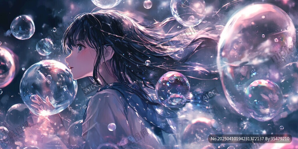 梦幻少女与泡泡的浪漫瞬间